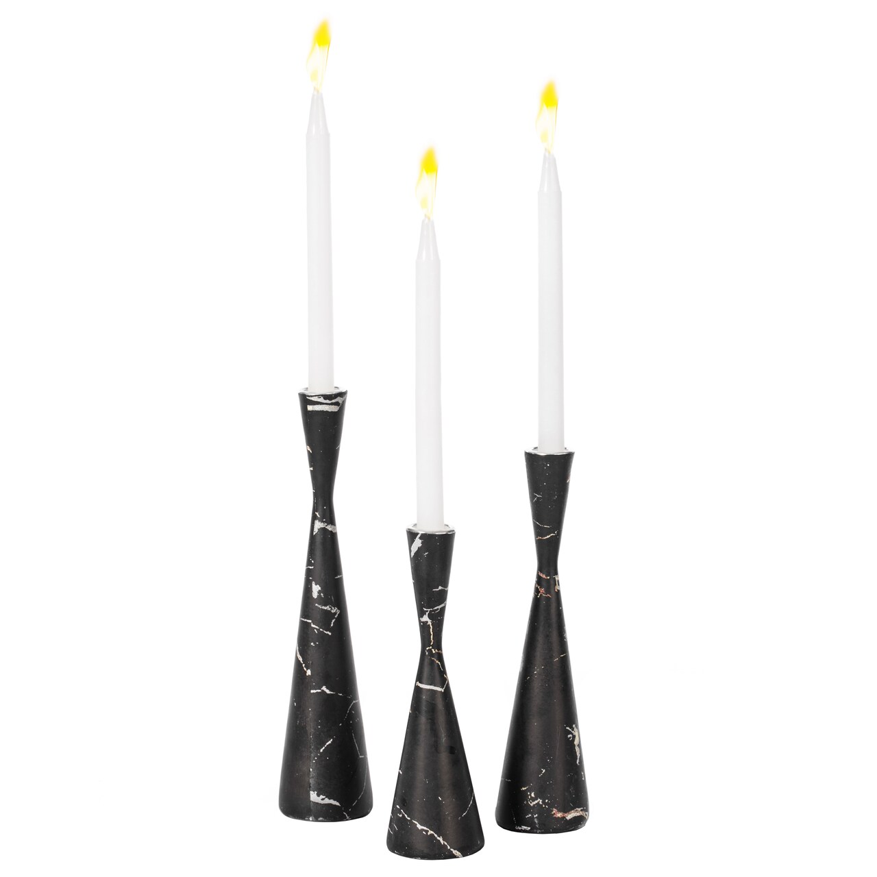 Marble Resin Candle Holders - Set of 3 Exquisite Decorative Taper Candlesticks for Luxurious Home Decor, Elegant Dining Table Centerpieces, Stylish Interior Accents, and Exclusive Event Illumination